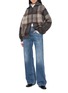 Figure View - Click To Enlarge - BRUNELLO CUCINELLI - Plaid Zip Up High Neck Knit Cardigan