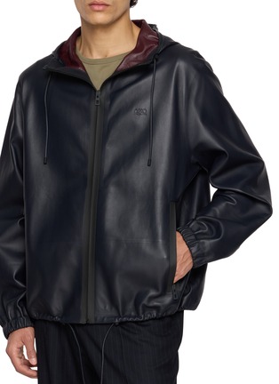  - LOEWE - Contrast Hood Leather Jacket