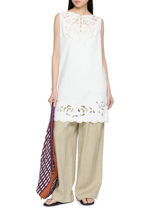 Figure View - Click To Enlarge - EDITION - Eyelet Embroidered Denim Dress