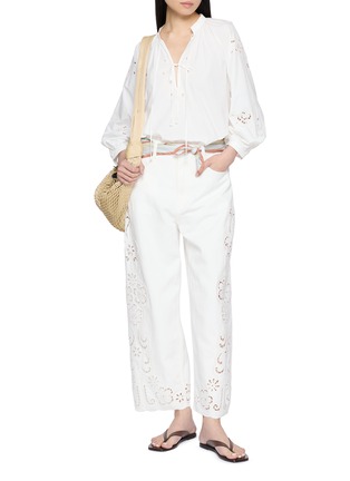 Figure View - Click To Enlarge - EDITION - Eyelet Embroidered Denim Pants