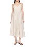 EDITION Leather Shoulder Strap Midi Dress