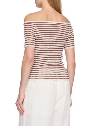 Back View - Click To Enlarge - EDITION - Striped Off Shoulder Knitted Top