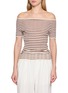 EDITION Striped Off Shoulder Knitted Top