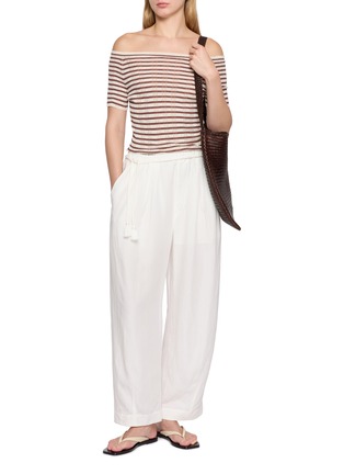 Figure View - Click To Enlarge - EDITION - Striped Off Shoulder Knitted Top