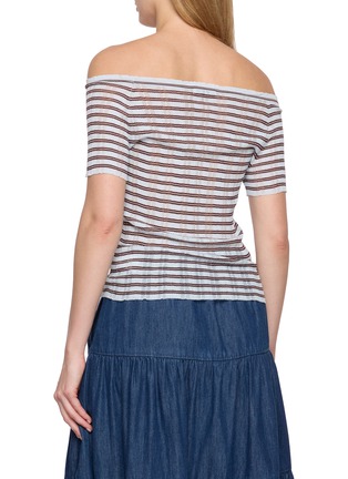 Back View - Click To Enlarge - EDITION - Striped Off Shoulder Knitted Top