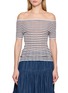 EDITION Striped Off Shoulder Knitted Top