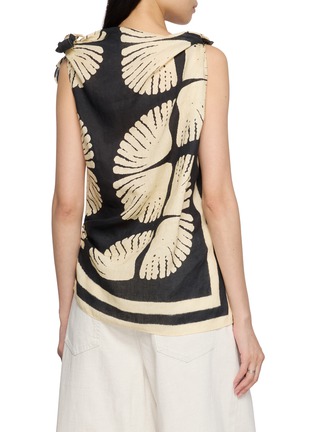 Back View - Click To Enlarge - EDITION - Sleeveless Scarf Knotted Printed Top