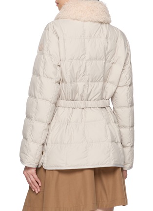 Back View - Click To Enlarge - MONCLER - Cygnes Faux Fur Collar Belted Quilted Jacket