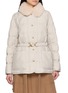 MONCLER Cygnes Faux Fur Collar Belted Quilted Jacket