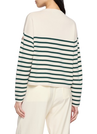 Back View - Click To Enlarge - MONCLER - Logo Striped Wool Sweater