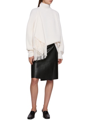 Figure View - Click To Enlarge - CARVEN - Fringed High Neck Jumper