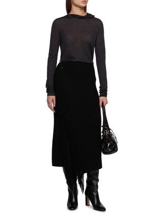 Figure View - Click To Enlarge - CARVEN - Fringed Knit Midi Skirt