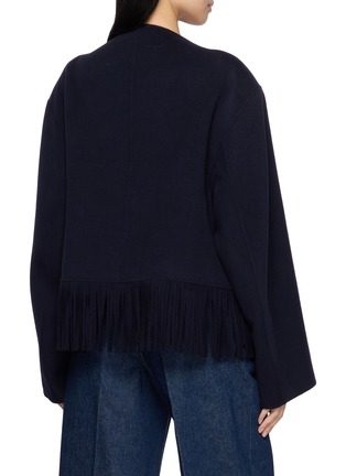 Back View - Click To Enlarge - CARVEN - Fringed Double Breasted Cropped Jacket