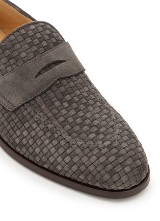 Detail View - Click To Enlarge - BRUNELLO CUCINELLI - Camocio Light Intrecciato Suede Loafers