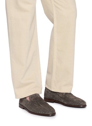 Figure View - Click To Enlarge - BRUNELLO CUCINELLI - Camocio Light Intrecciato Suede Loafers
