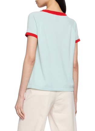 Back View - Click To Enlarge - BARRIE - Short Sleeve Mini Thistle Knit Top