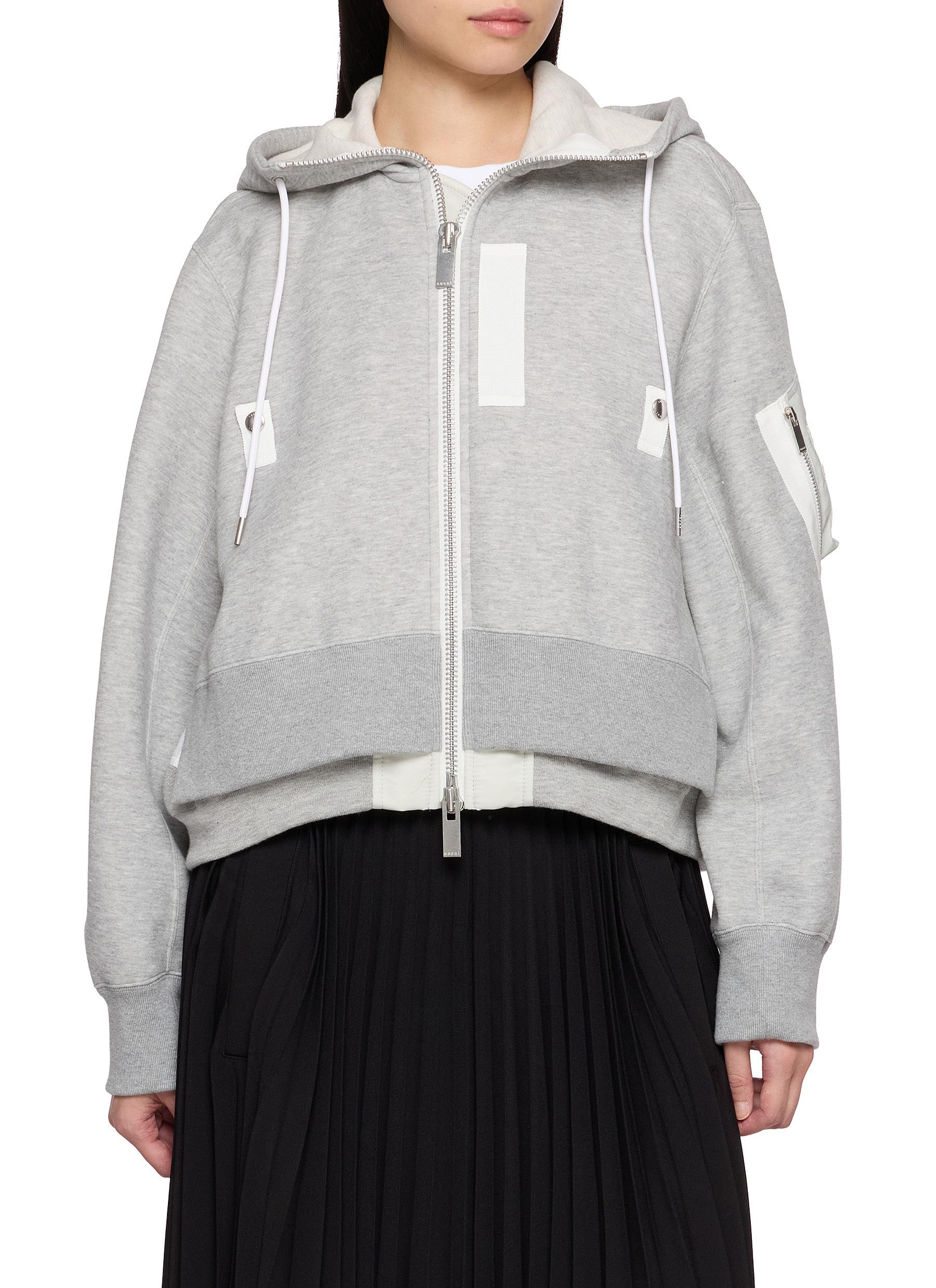 SACAI | Sponge Sweat Nylon Zip Up Hoodie | Women | Lane Crawford