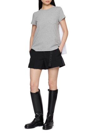 Figure View - Click To Enlarge - SACAI - Hybrid Pleated Back T-Shirt