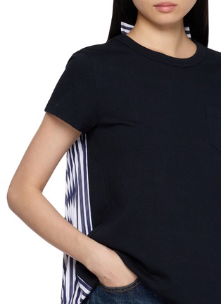  - SACAI - Hybrid Striped Pleated Back T-Shirt