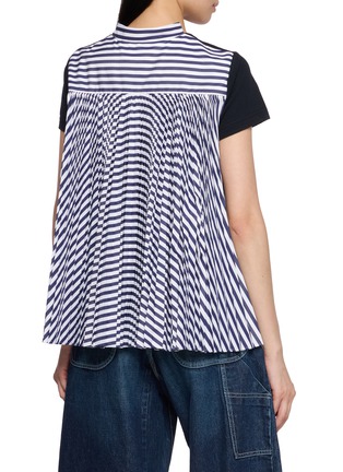 Back View - Click To Enlarge - SACAI - Hybrid Striped Pleated Back T-Shirt