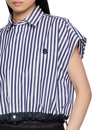  - SACAI - Drawstring Hem Striped Cropped Shirt