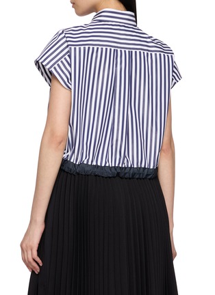 Back View - Click To Enlarge - SACAI - Drawstring Hem Striped Cropped Shirt