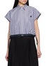 SACAI Drawstring Hem Striped Cropped Shirt