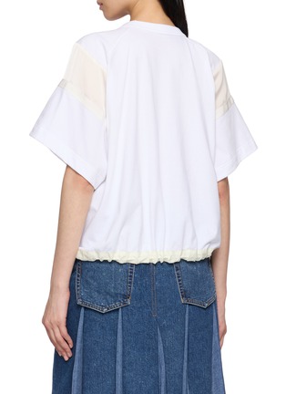 Back View - Click To Enlarge - SACAI - Hybrid Drawstring Hem Satin Jersey T-Shirt