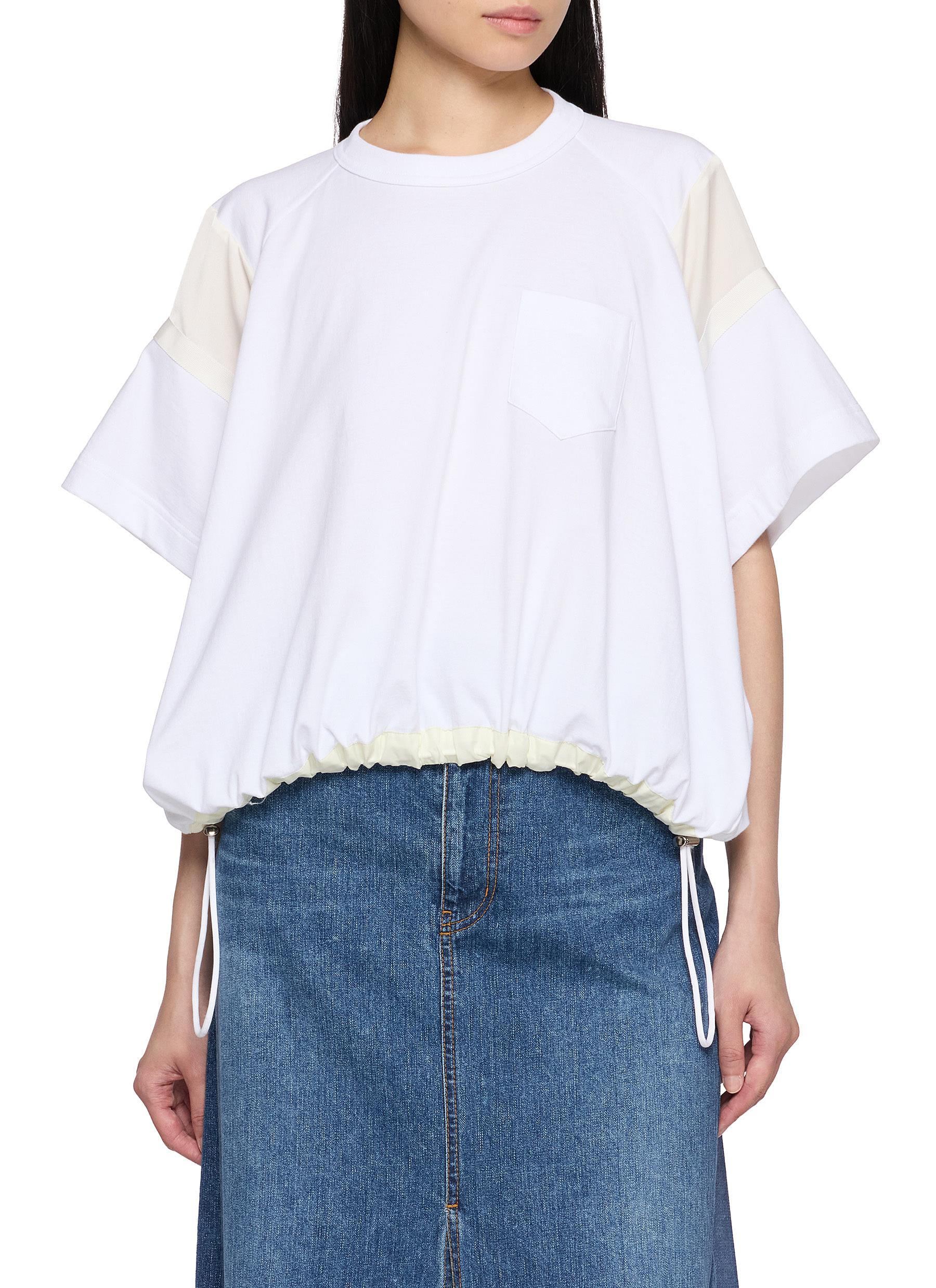 2025年CULLNI Tシャツ/cfcl mame hyke sacai SACAI | Hybrid Drawstring Hem Satin Jersey T-Shirt | Women | Lane