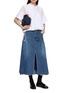 Figure View - Click To Enlarge - SACAI - Hybrid Drawstring Hem Satin Jersey T-Shirt