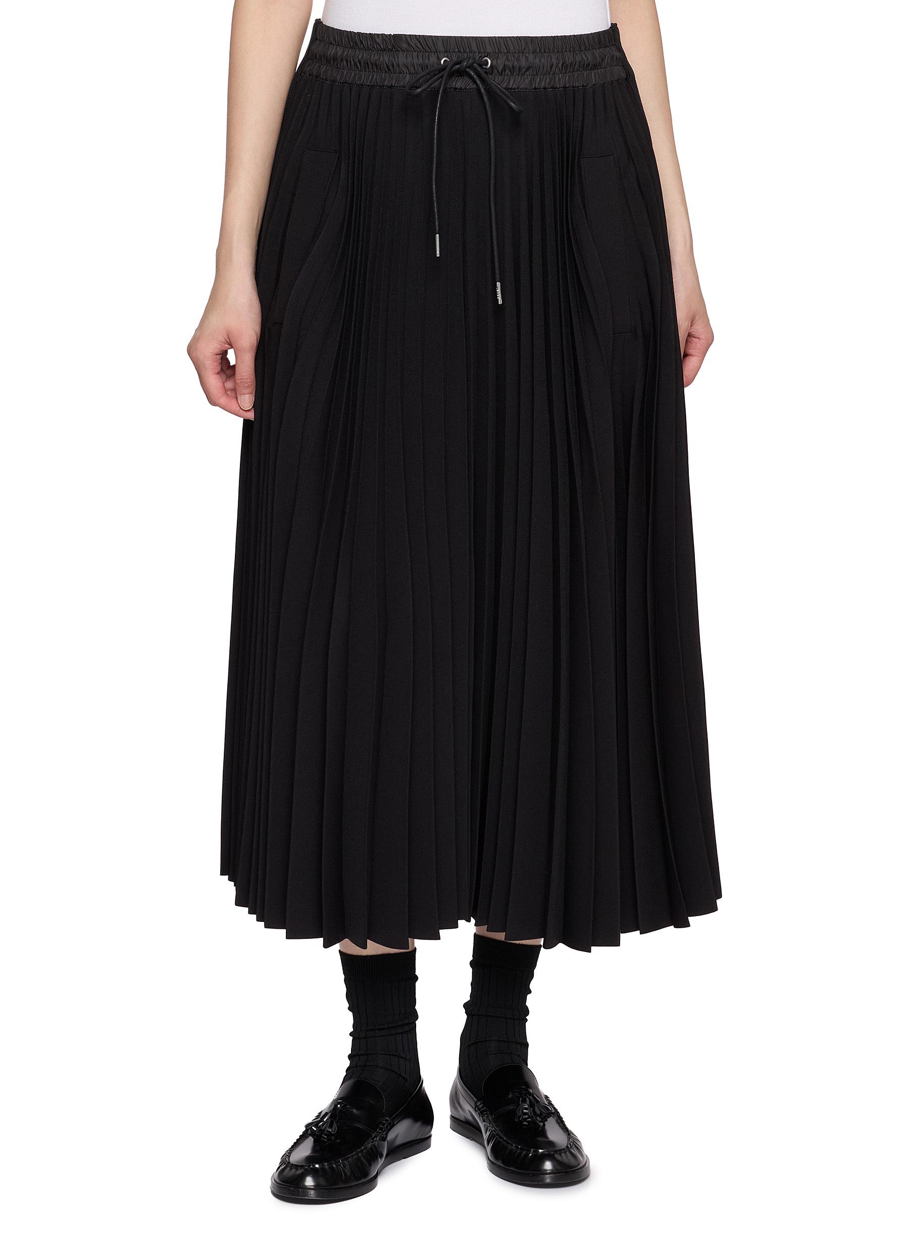 SACAI | Matelassé Twill Pleated Drawstring Skirt | Women | Lane