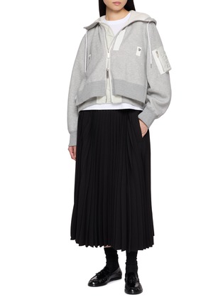 Figure View - Click To Enlarge - SACAI - Matelassé Twill Pleated Drawstring Skirt