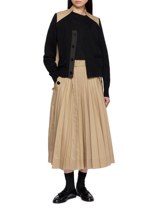 Figure View - Click To Enlarge - SACAI - Hybrid Gabardine Knit Cardigan