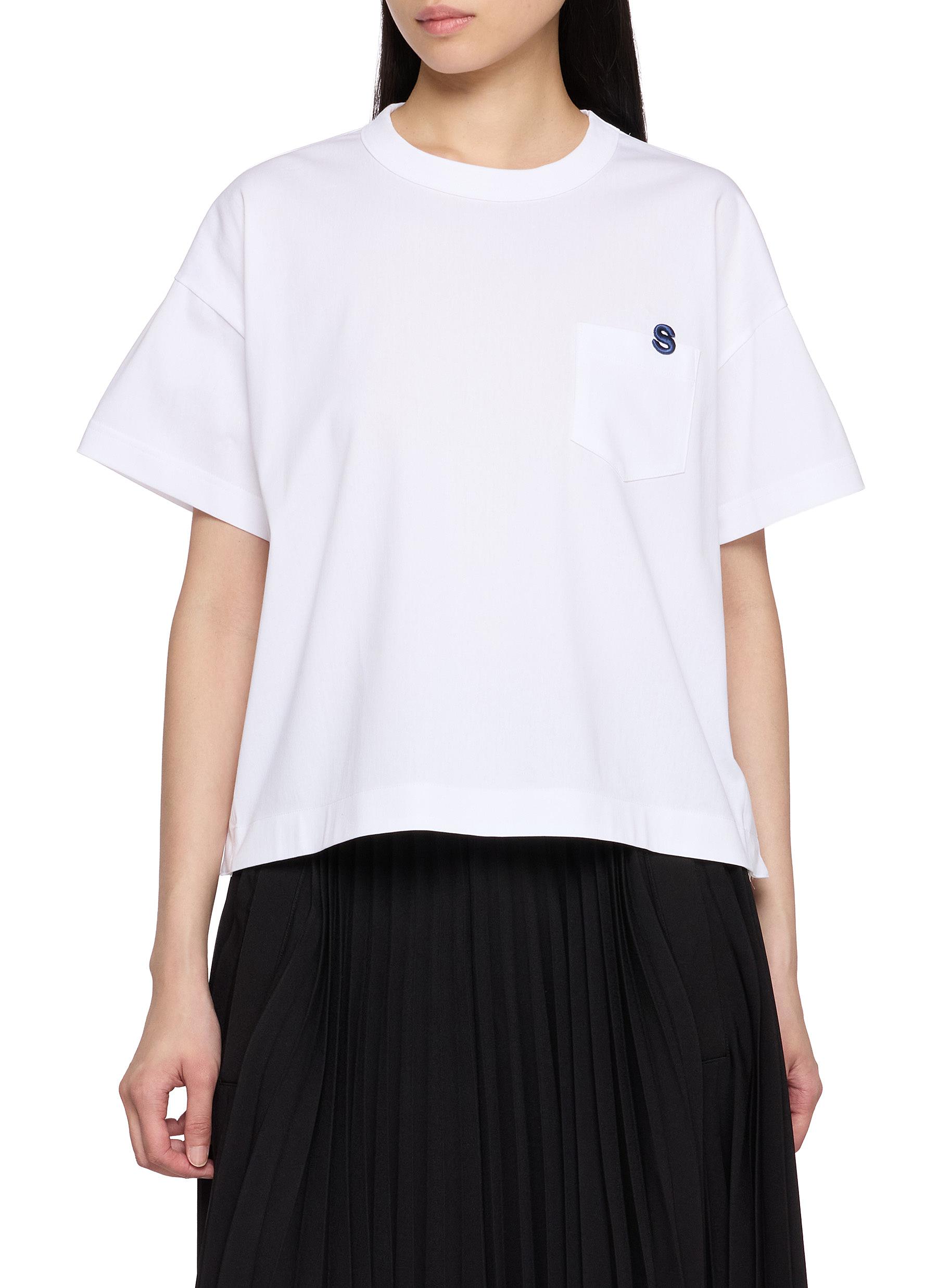 SACAI | Embroidered Pocket Snap Button Side Slit T-Shirt | Women