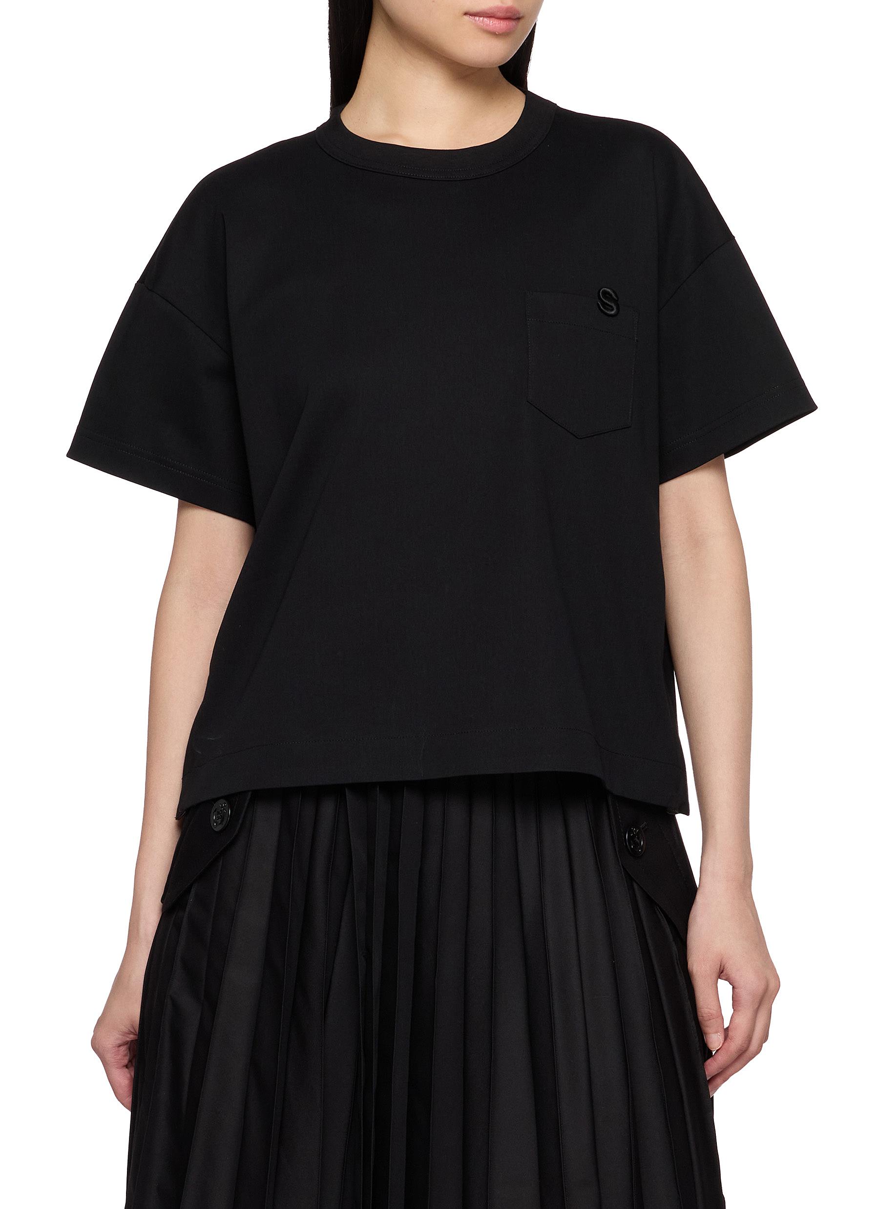 SACAI | Embroidered Pocket Snap Button Side Slit T-Shirt | Women