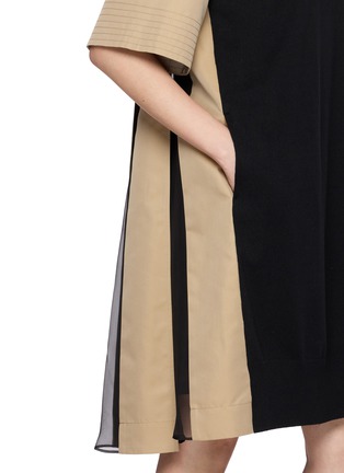  - SACAI - Hybird Gabardine Knit Pleated Back Dress