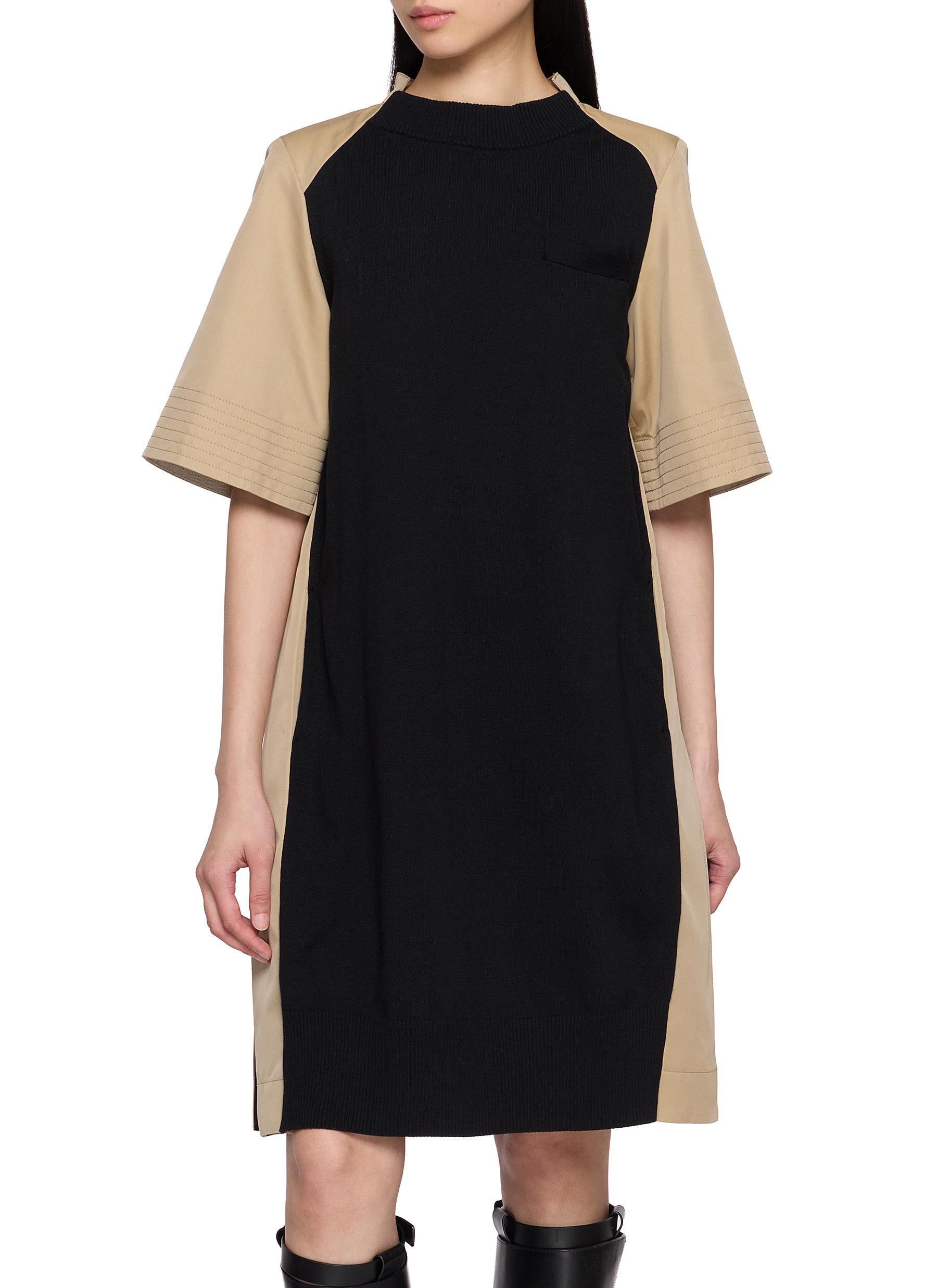 SACAI | Hybird Gabardine Knit Pleated Back Dress | Women | Lane