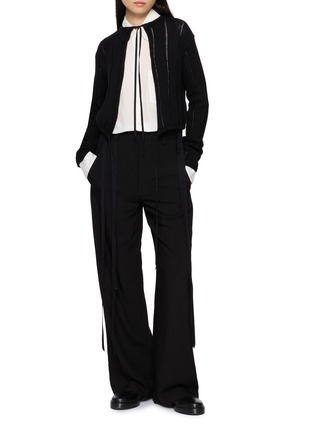 Figure View - Click To Enlarge - ANN DEMEULEMEESTER - Anneke Grosgrain Trim Tailored Trousers