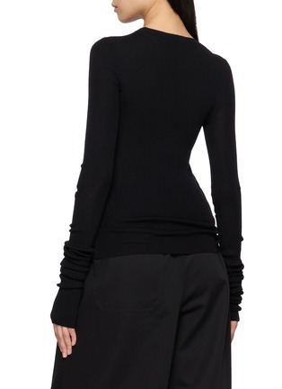 Back View - Click To Enlarge - ANN DEMEULEMEESTER - Lyell Cut-Out Ribbed Wool Knit Sweater