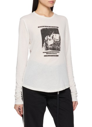 Detail View - Click To Enlarge - ANN DEMEULEMEESTER - Dot Long Sleeve Ruched Cropped Cotton Jersey Top