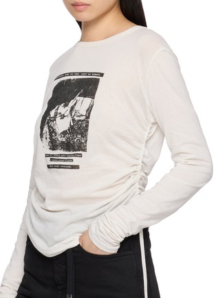  - ANN DEMEULEMEESTER - Dot Long Sleeve Ruched Cropped Cotton Jersey Top