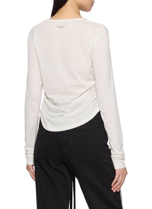 Back View - Click To Enlarge - ANN DEMEULEMEESTER - Dot Long Sleeve Ruched Cropped Cotton Jersey Top
