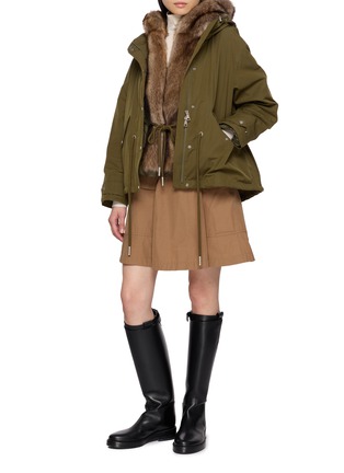 Figure View - Click To Enlarge - MONCLER - Faux Fur Trim Hooded Puffer Jacket