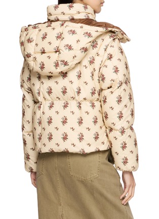 Back View - Click To Enlarge - MONCLER - Torcol Floral Convertible Cotton Corduroy Down Jacket