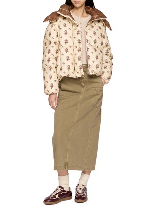 Figure View - Click To Enlarge - MONCLER - Torcol Floral Convertible Cotton Corduroy Down Jacket
