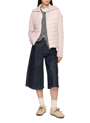 Figure View - Click To Enlarge - MONCLER - Zip Up Quilted Panel Knit Jacket