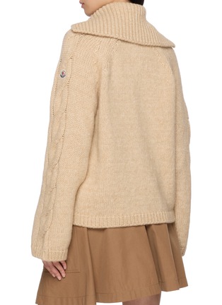 Back View - Click To Enlarge - MONCLER - Cable Knit Sleeve Zip Up Knit Cardigan