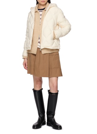 Figure View - Click To Enlarge - MONCLER - Cable Knit Sleeve Zip Up Knit Cardigan