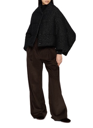 Figure View - Click To Enlarge - MONCLER - Shimmering Padded Tweed Cape
