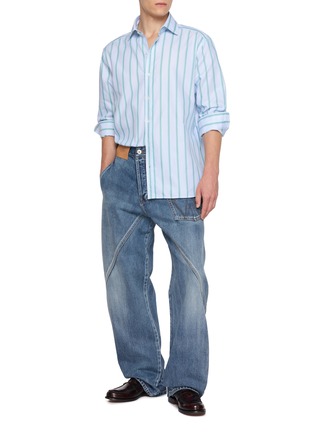 Figure View - Click To Enlarge - JW ANDERSON - Striped Cotton Twill Dress Shirt